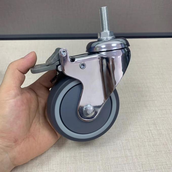 PU Mute Medical Medium Duty 4 inch Khóa bánh xe bệnh viện Bánh xe 0