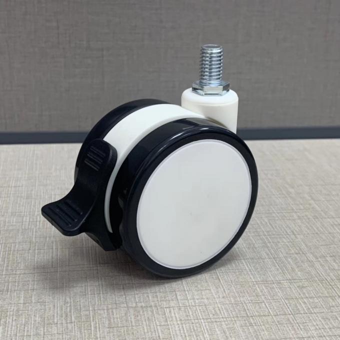 Vật liệu PU TPR Bánh xe Y tế M12X25MM với khóa trung tâm phanh 0