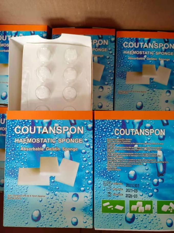 Miếng bọt biển cầm máu dùng một lần dùng một lần Gelatin Miếng bọt biển có thể hấp thụ 10mm 0