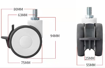 Bánh xe đẩy y tế thực tế 3 inch được sử dụng trong bệnh viện Off-White 0