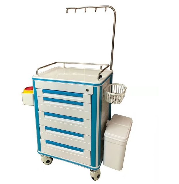 Vật liệu ABS xe phân phối y tế màu xanh lam có bánh xe di chuyển 0