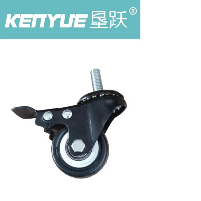 Bệnh viện y tế Bánh xe 2 inch màu đen với phanh TPR đặc biệt cho phụ kiện bệnh viện 0