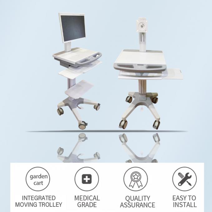 Nội thất y tế bệnh viện máy tính RV với bốn bánh xe màu trắng 1