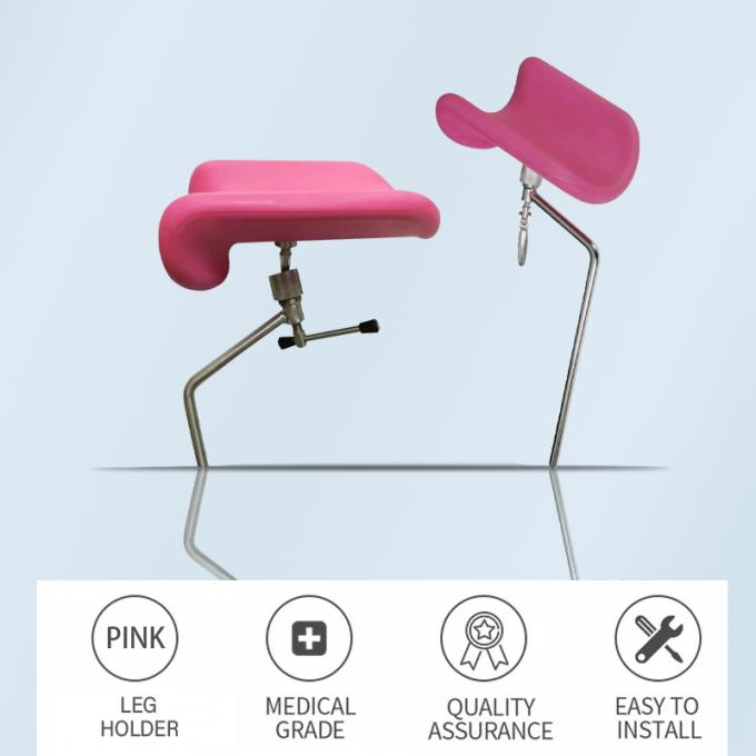 Bộ phận giường bệnh viện phụ sản Giá đỡ chân Vật liệu mạ Màu hồng 1