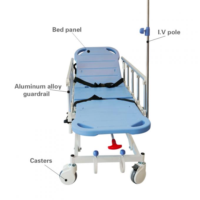 Blue Hydraulic Ambulance Stretcher Trolley kim loại nhập khẩu cho bệnh nhân 0