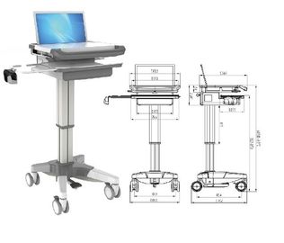 Mua Máy tính xách tay Máy trạm Workstation Xe đẩy trắng Điều chỉnh im lặng Castor Kiểm tra sản xuất trực tuyến