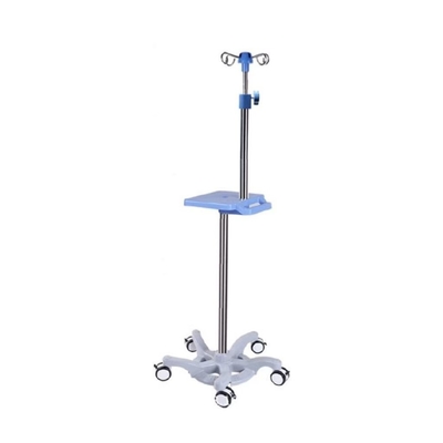 Chân đế truyền dịch di động màu xanh lam bằng thép không gỉ có bánh xe có thể tháo rời