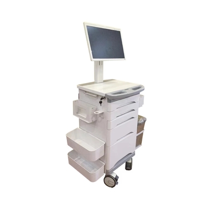 Thông tin y tế di động màu trắng Xe điều dưỡng có bánh xe phanh