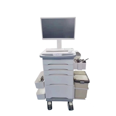 Thông tin y tế di động màu trắng Xe điều dưỡng có bánh xe phanh