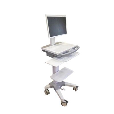 Nội thất y tế bệnh viện máy tính RV với bốn bánh xe màu trắng