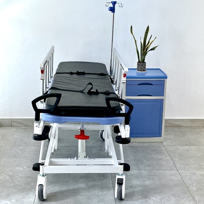 Xe đẩy xe cứu thương thủy lực màu xanh lam cho bệnh viện y tế