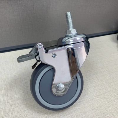 PU Mute Medical Medium Duty 4 inch Khóa bánh xe bệnh viện Bánh xe