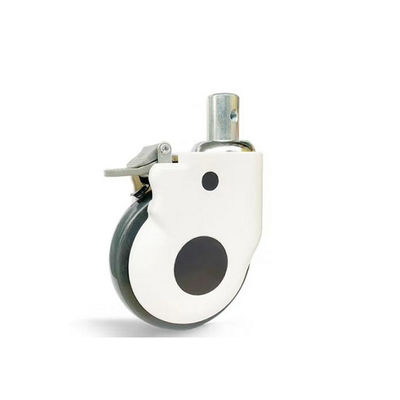 Bánh xe y tế Bánh xe bằng nhựa câm 3/4 inch với phanh ABS Nắp ngoài