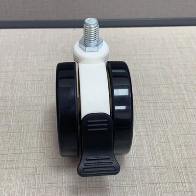 Vật liệu PU TPR Bánh xe Y tế M12X25MM với khóa trung tâm phanh