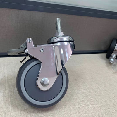 PU Mute Medical Medium Duty 4 inch Khóa bánh xe bệnh viện Bánh xe