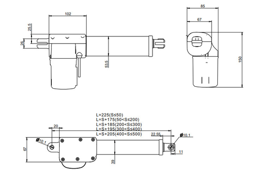 Thiết bị truyền động tuyến tính điện y tế 24V Động cơ đẩy 6000N Nhựa ABS