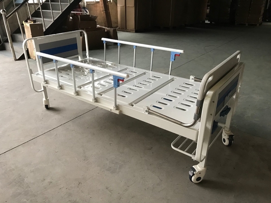 Giường y tế hướng dẫn sử dụng hai chức năng màu xanh và trắng cho phòng khám