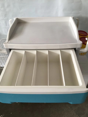Nội thất bệnh viện y tế xe đẩy trị liệu màu xanh có hai ngăn kéo