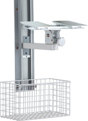 Cánh tay xe đẩy màn hình y tế màu trắng với bánh xe phổ thông 4 inch