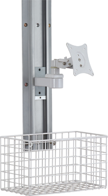 Cánh tay xe đẩy màn hình y tế màu trắng với bánh xe phổ thông 4 inch