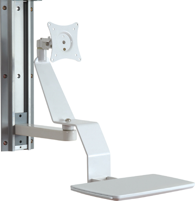 Cánh tay xe đẩy màn hình y tế màu trắng với bánh xe phổ thông 4 inch