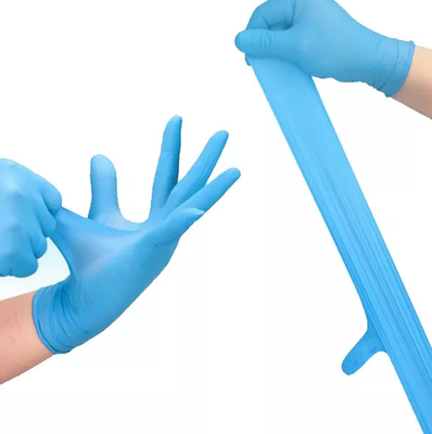 Bệnh viện Găng tay khám bệnh dùng một lần Màu xanh lam Găng tay nitrile Ba kích cỡ