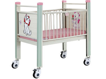 Phim hoạt hình màu hồng Giường em bé di chuyển, Giường Epoxy cho trẻ em bằng thép với bệnh viện Castor Giường cho trẻ sơ sinh
