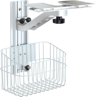 Cánh tay xe đẩy màn hình y tế màu trắng với bánh xe phổ thông 4 inch