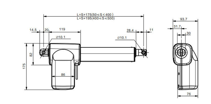 Bộ điều khiển truyền động tuyến tính 24VDC IPX6W Tùy chọn đột quỵ cho giường bệnh viện điện 0